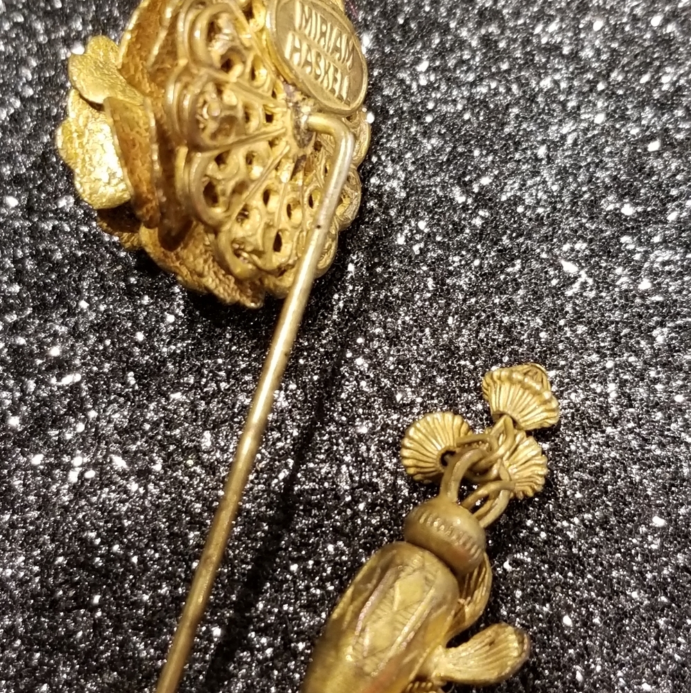 Vintage Miriam Haskall Gold Tone Stick Pin - Picture 6 of 8